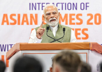 Prime Minister Shri Narendra Modi interacts with the contingent of Indian athletes who participated in Asian Games 2026