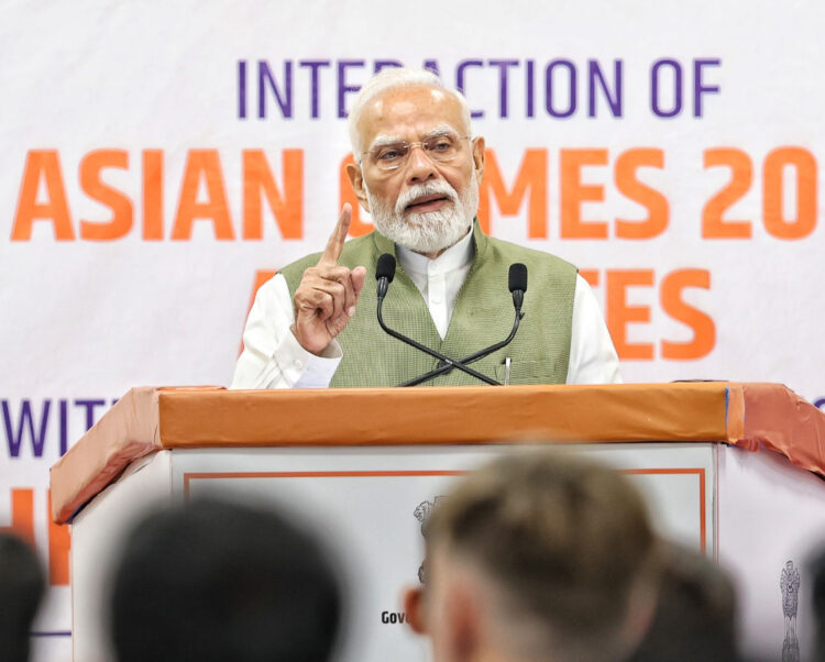 Prime Minister Shri Narendra Modi interacts with the contingent of Indian athletes who participated in Asian Games 2026